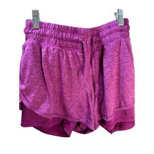 Avia Womens Athletic Double-Layer Running Shorts Medium Purple Polyester Stretch